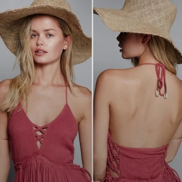 Rare Free People Coconuts All Day Summer Collection Maxi Dress in Rose Pink - Picture 3 of 11